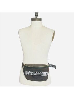 Love Moschino Canvas Belt Bag Fanny Pack Brown Black Travel Casual Designer